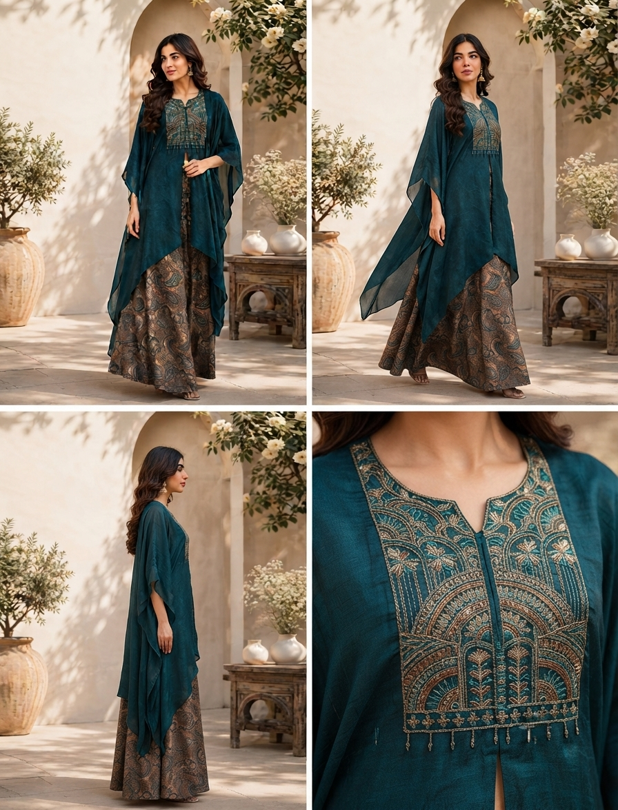 Classy Elegant Most Loved Designer Fusion Wear set For Women