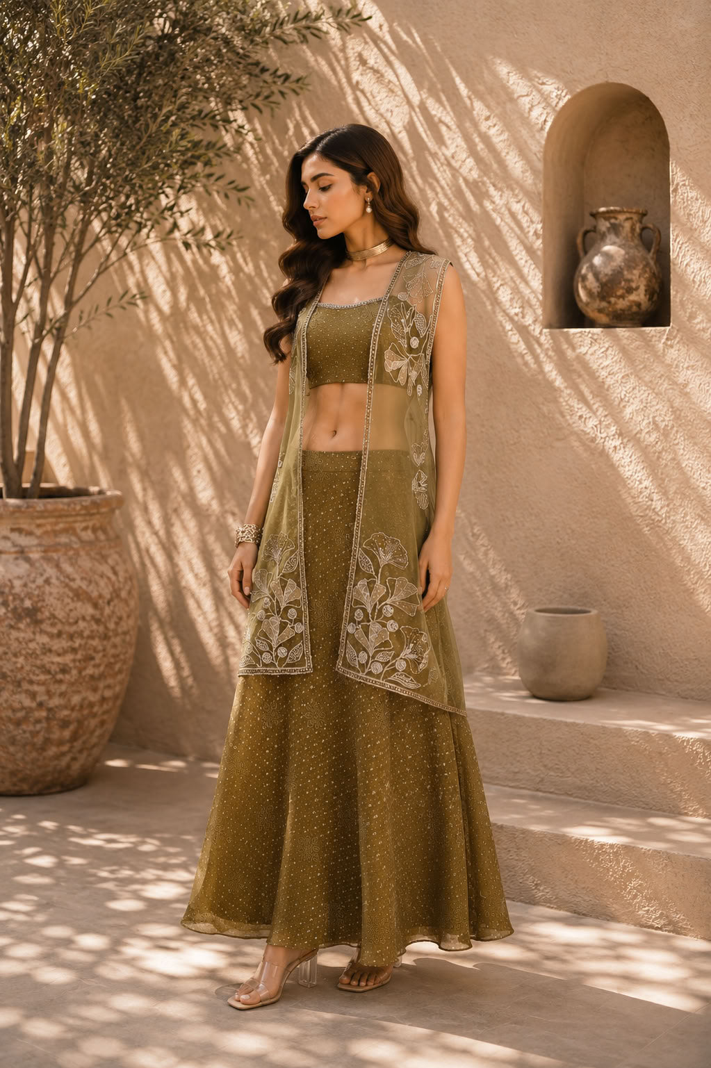 Classy Elegant Most Loved Designer Fusion Wear set For Women