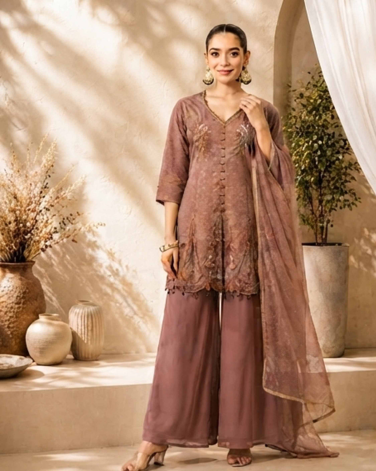 Classy Elegant Most Loved Designer Fusion Wear set For Women