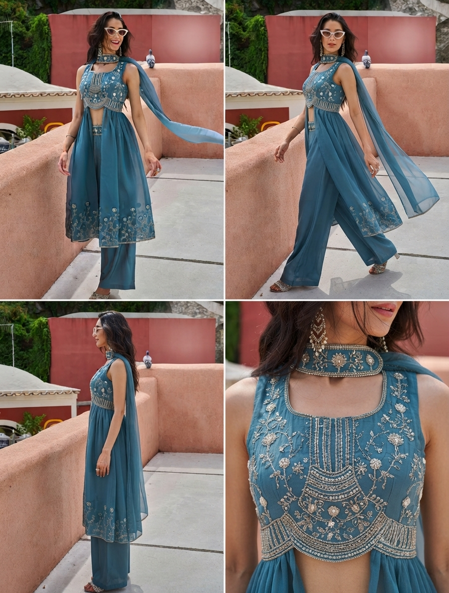 Classy Elegant Most Loved Designer Fusion Wear set For Women