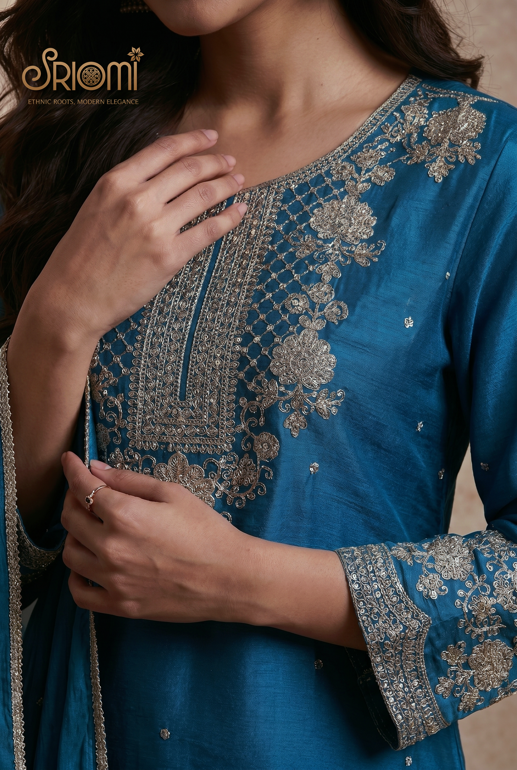 Embroidered Palazzo Suit Set