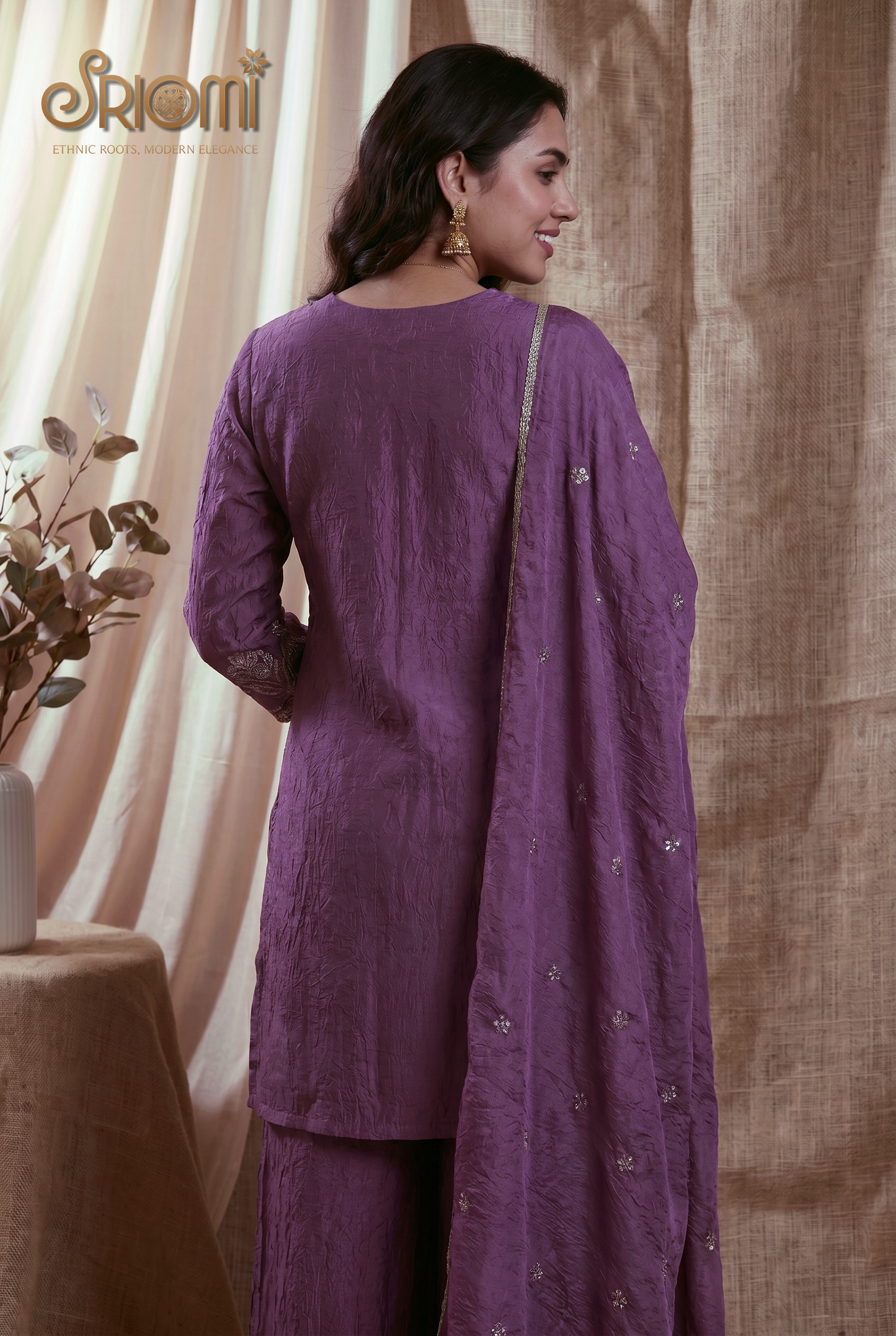 Embroidered Palazzo Suit Set