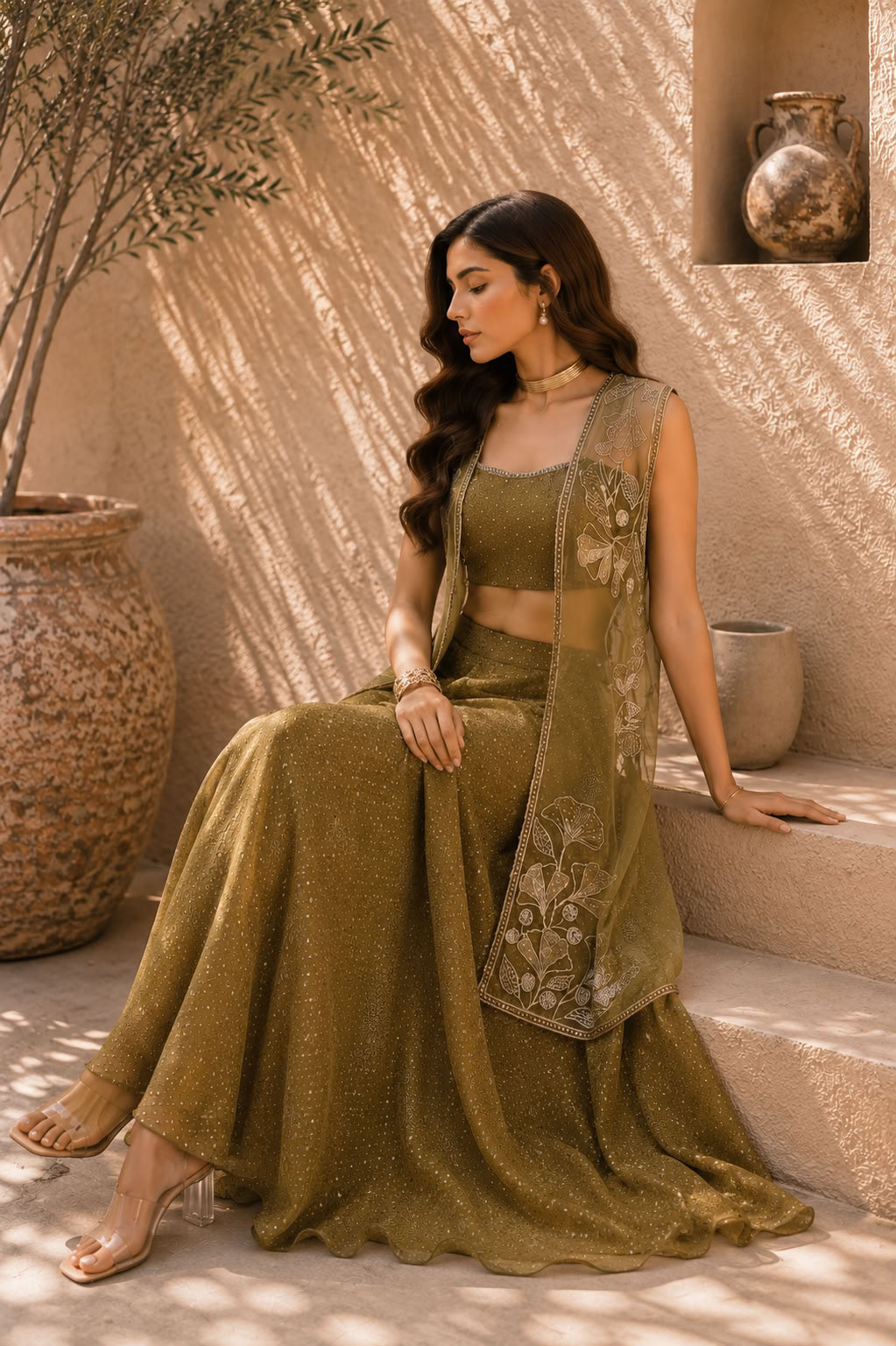 Classy Elegant Most Loved Designer Fusion Wear set For Women