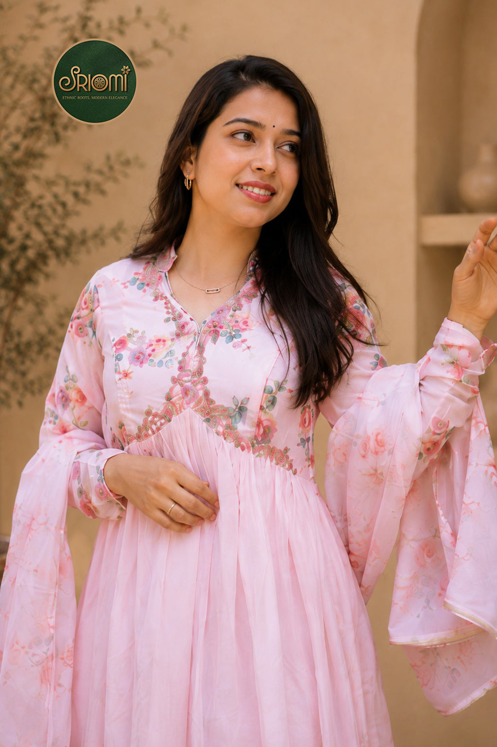 Pink Floral Gown for Women