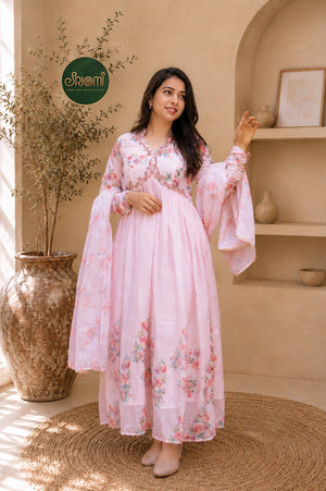Long Party Wear Gown for Women with Floral Digital Print
