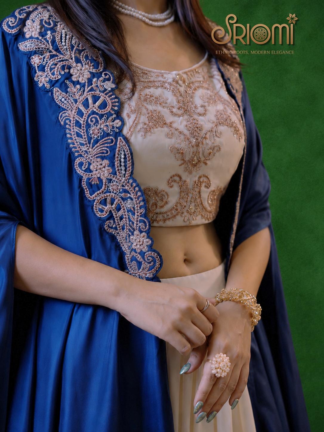 Designer Shrug & Flared Skirt Set