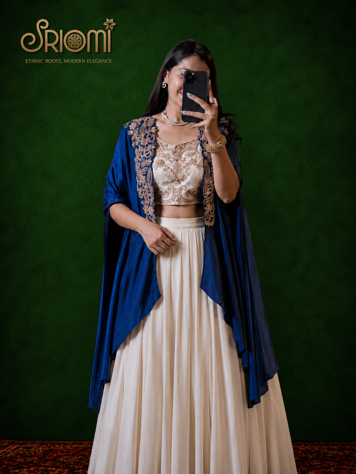Designer Shrug & Flared Skirt Set