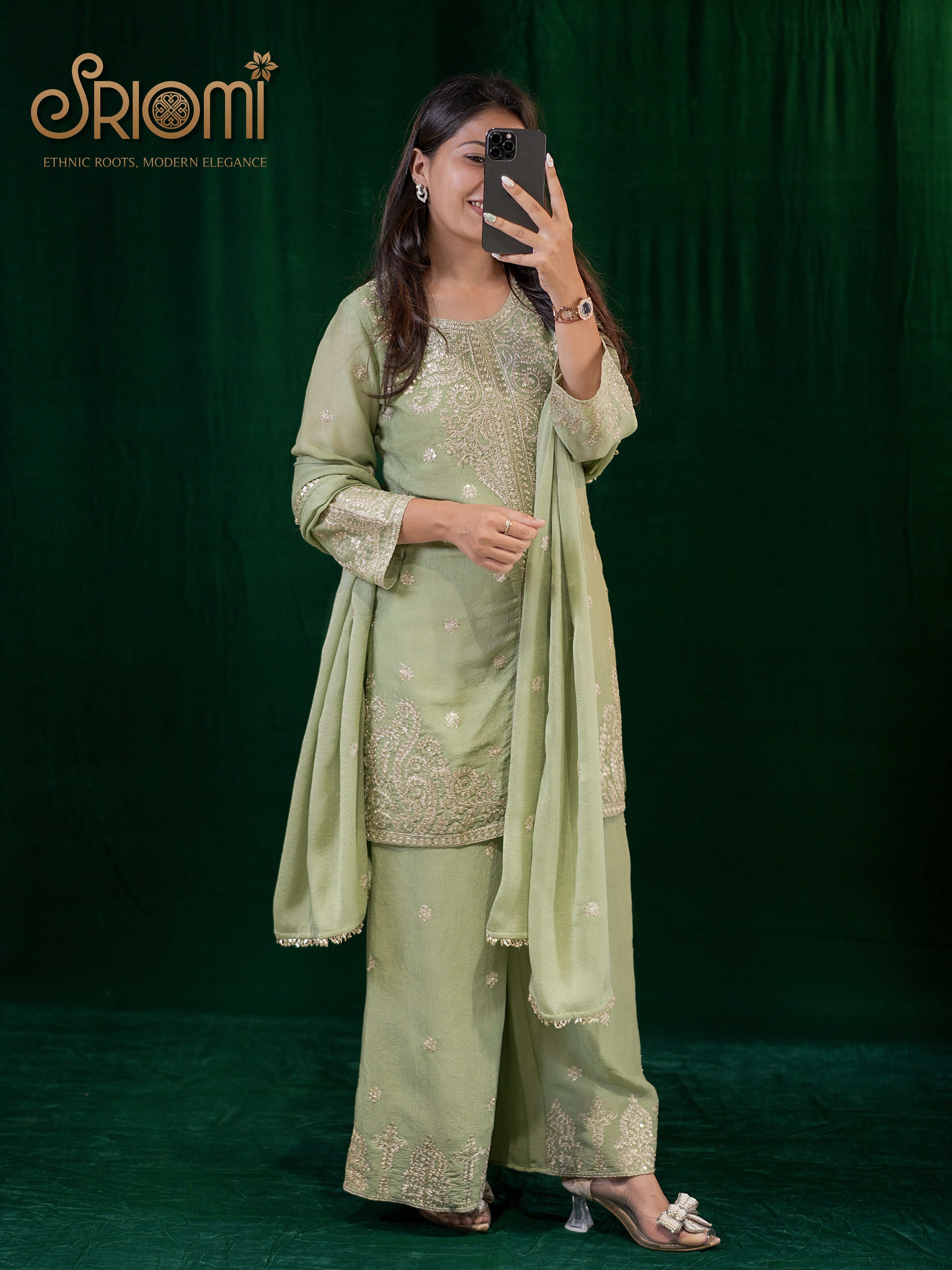 Embroidered Suit Set with Dupatta