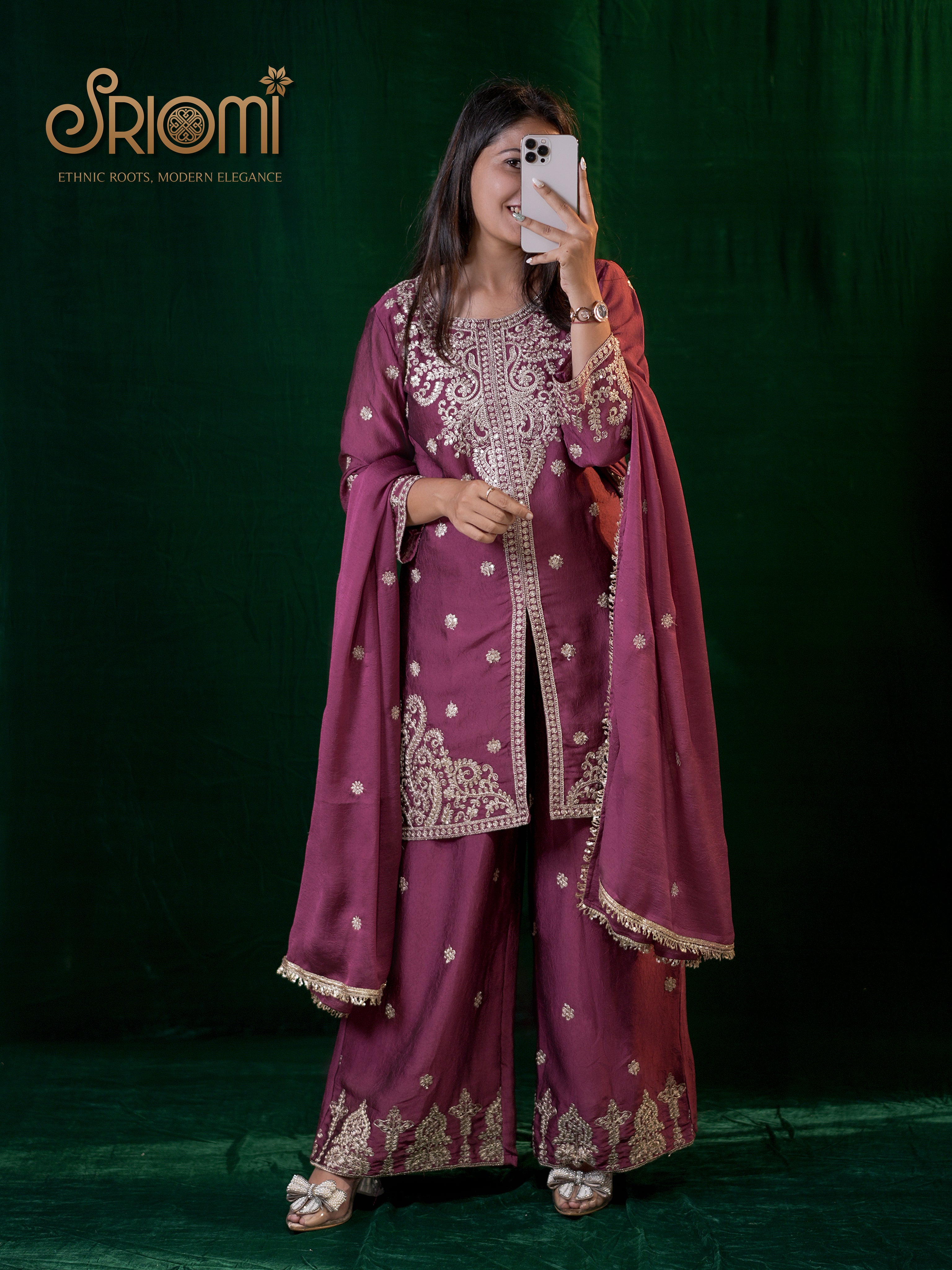 Embroidered Suit Set with Dupatta