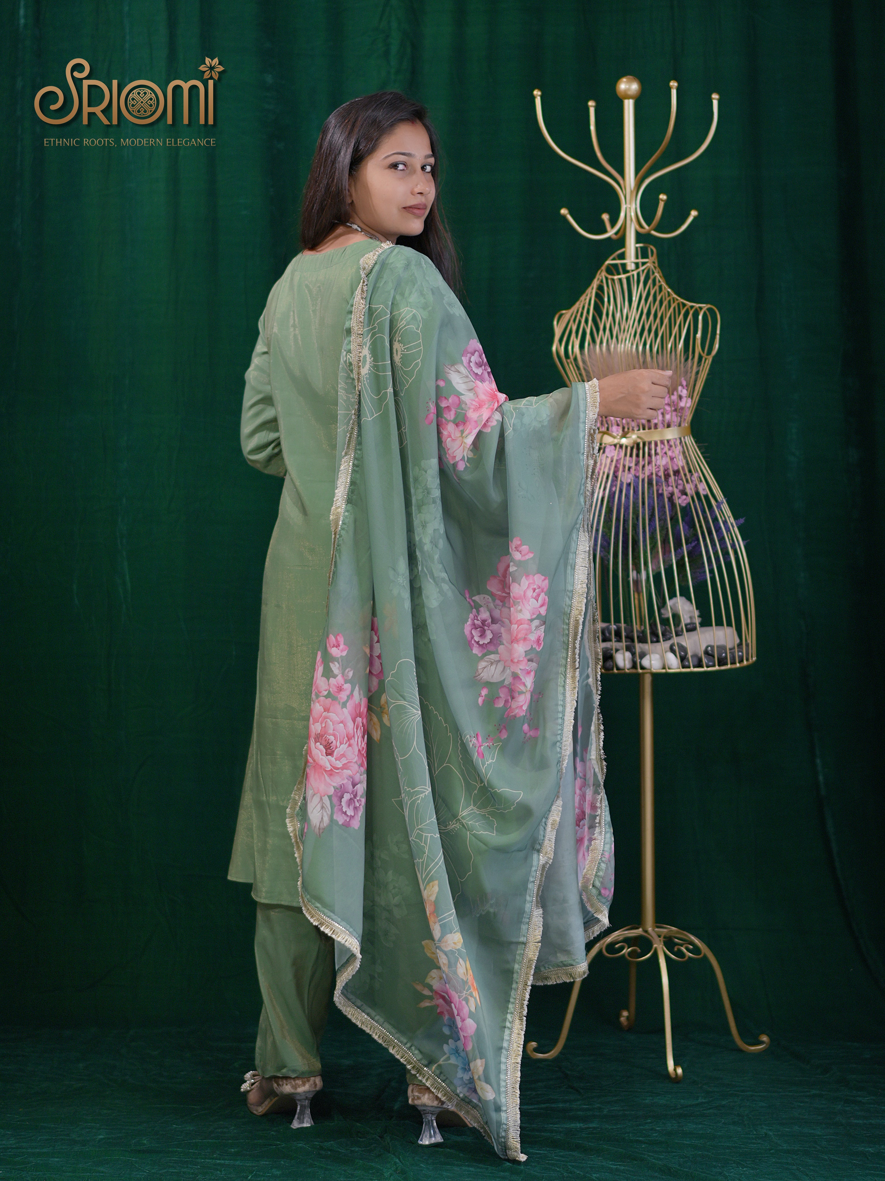 Premium Suit Set with Floral Dupatta