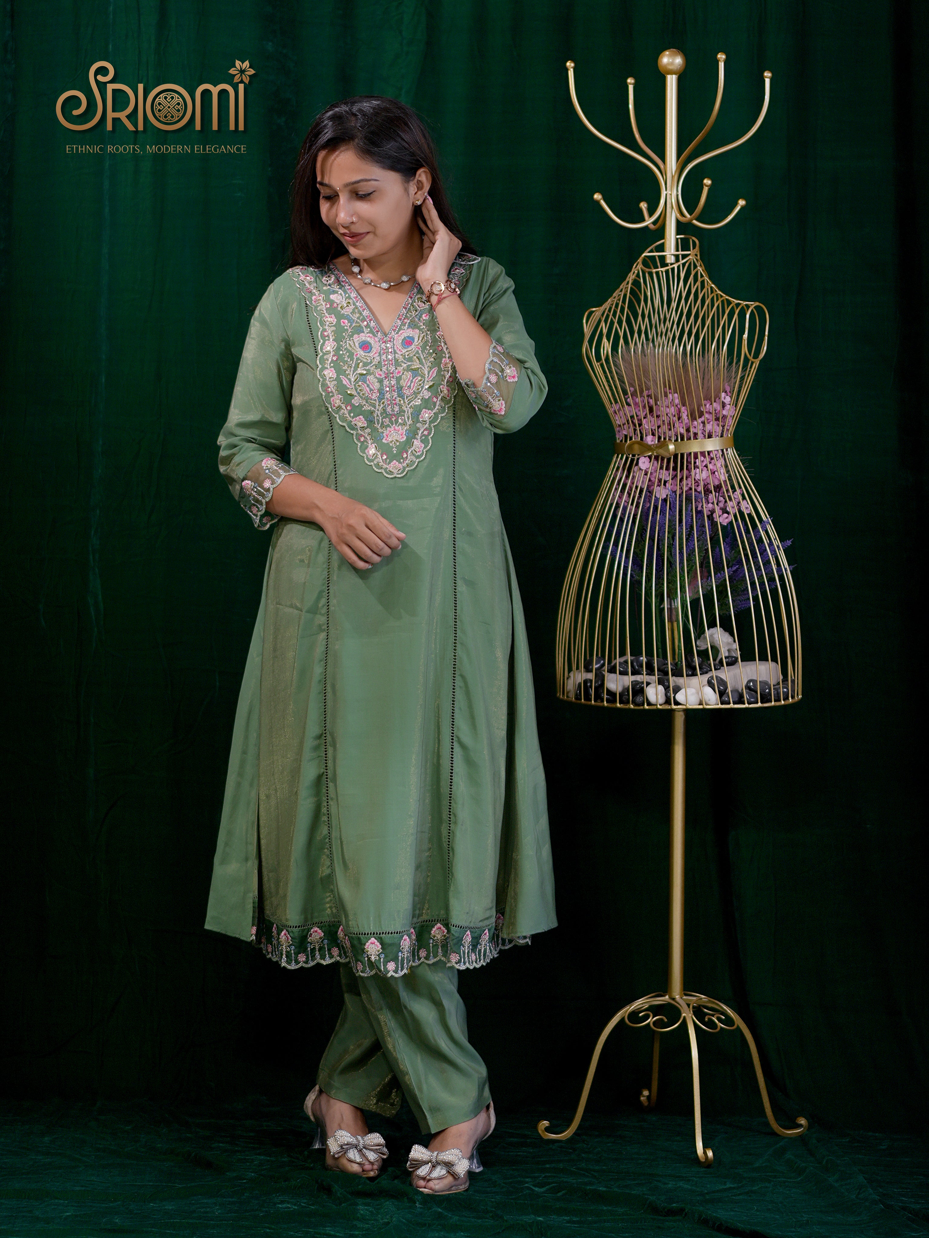 Premium Suit Set with Floral Dupatta