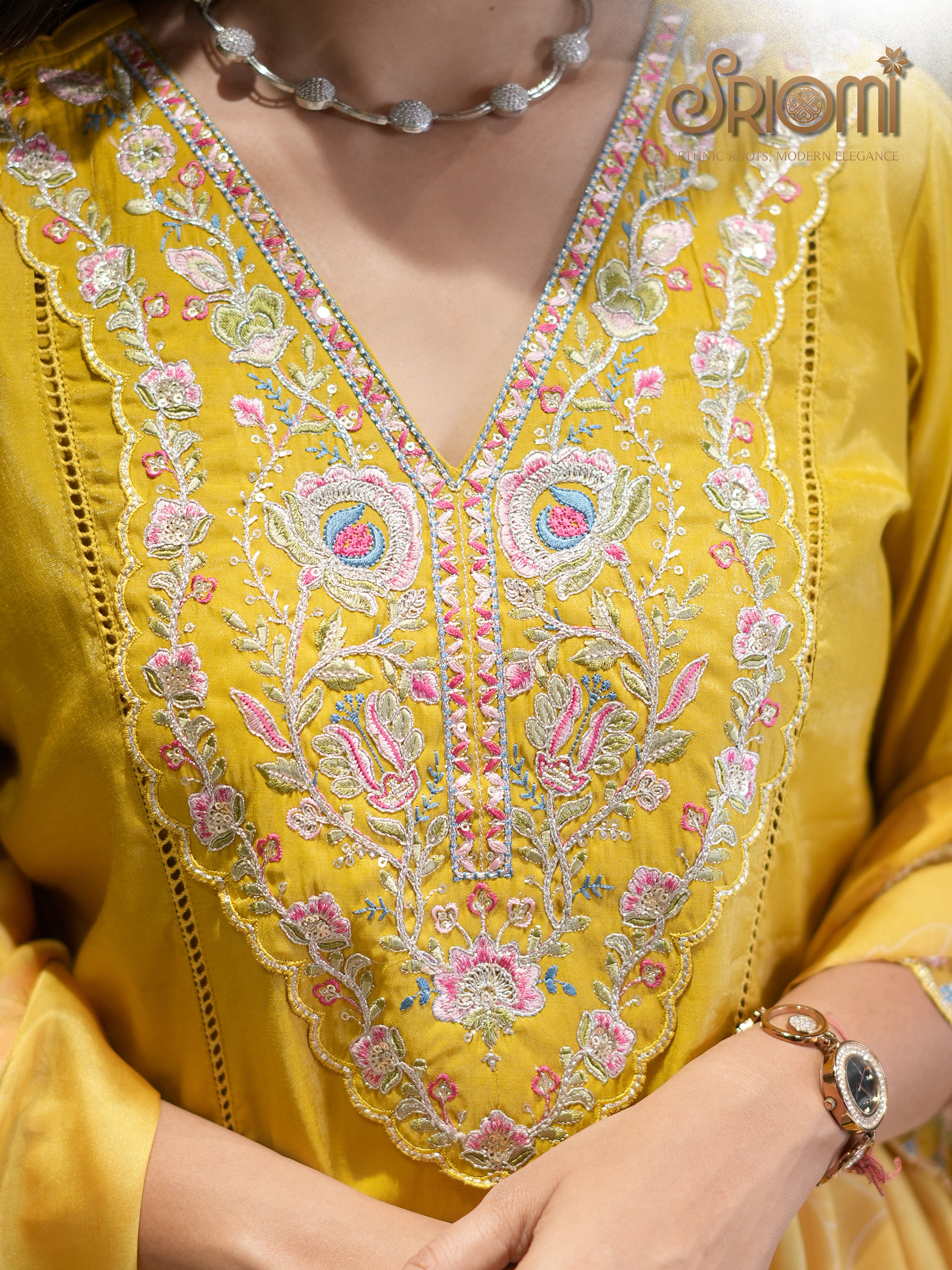 Premium Suit Set with Floral Dupatta