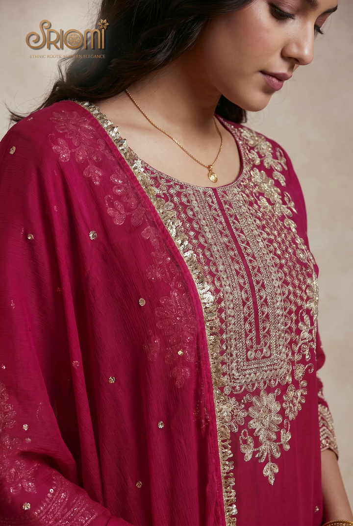 Embroidered Palazzo Suit Set