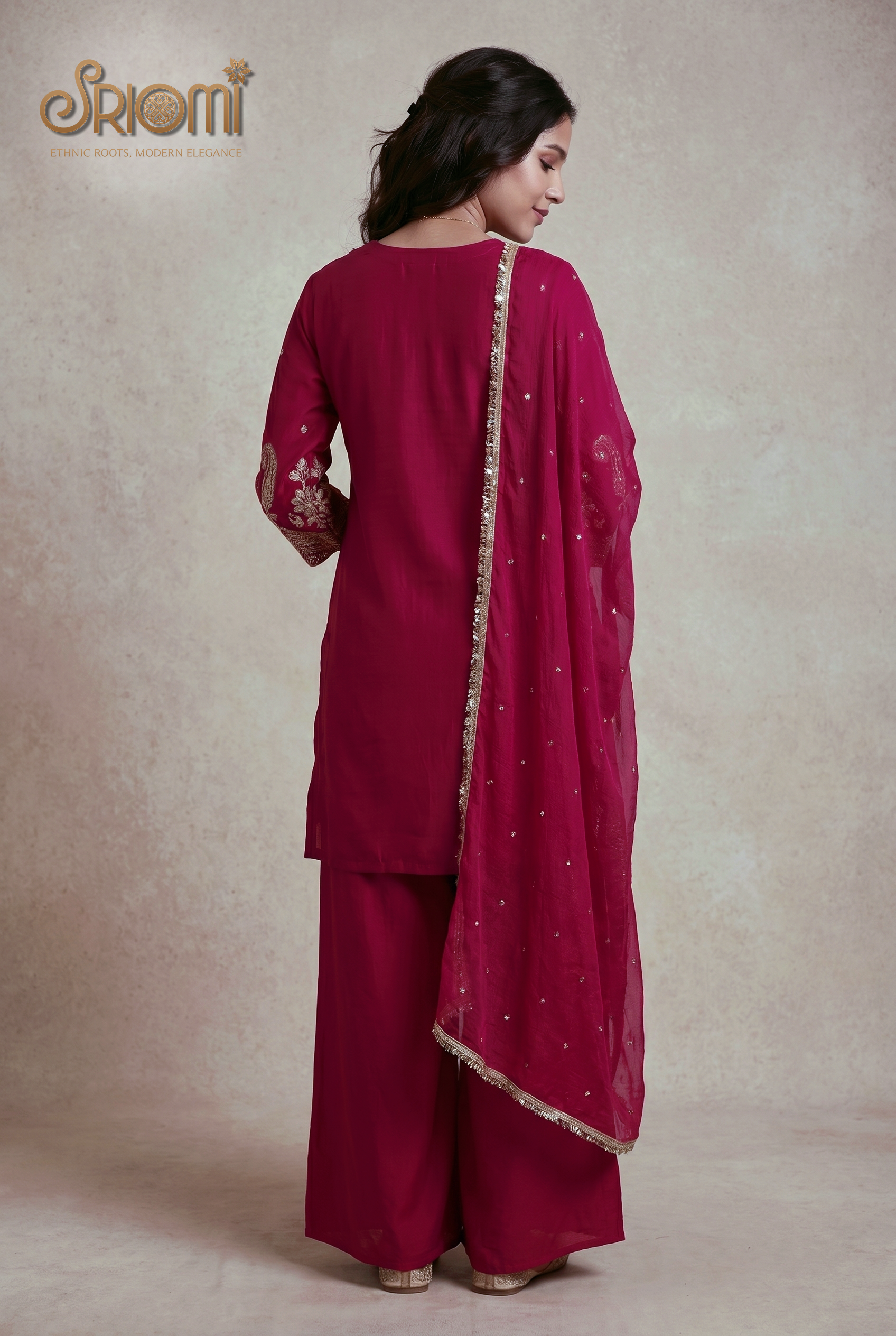 Embroidered Palazzo Suit Set