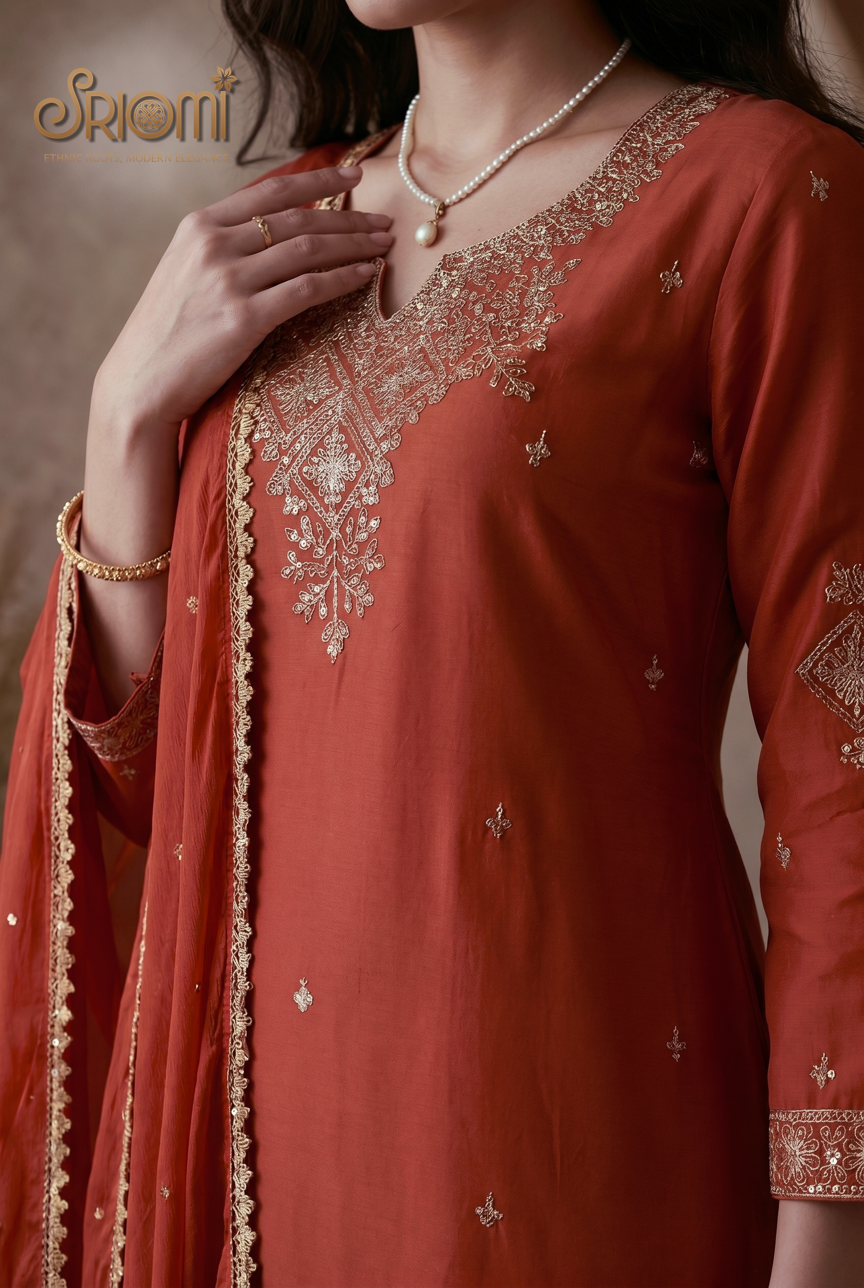 Embroidered Palazzo Suit Set