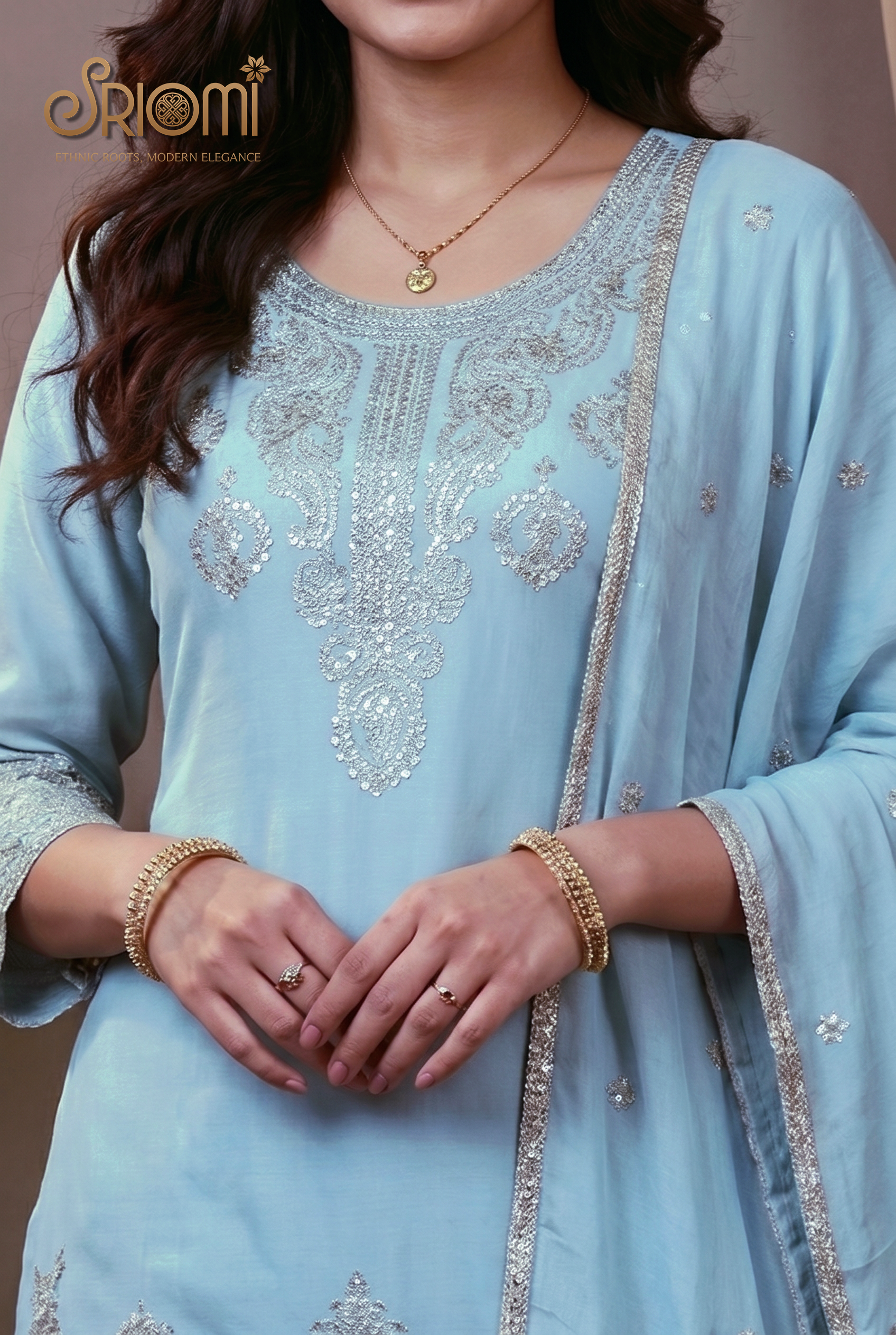 Embroidered Palazzo Suit Set