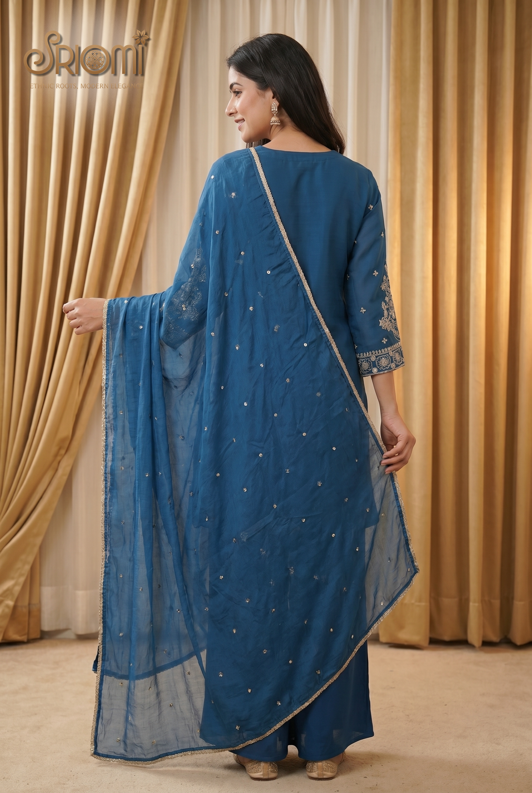 Embroidered Palazzo Suit Set