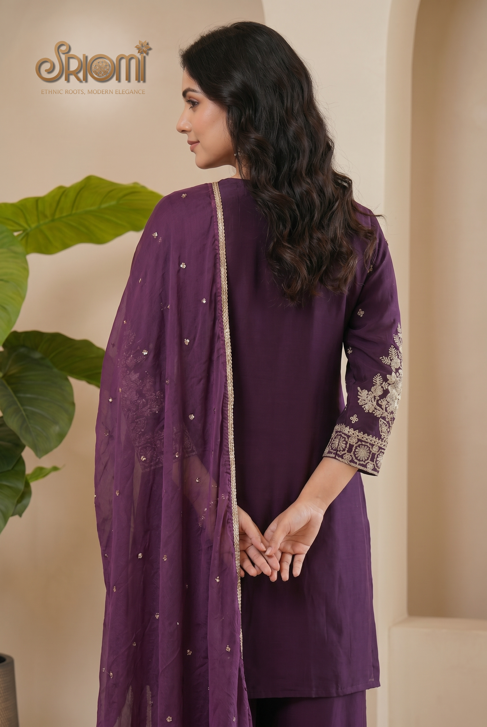 Embroidered Palazzo Suit Set