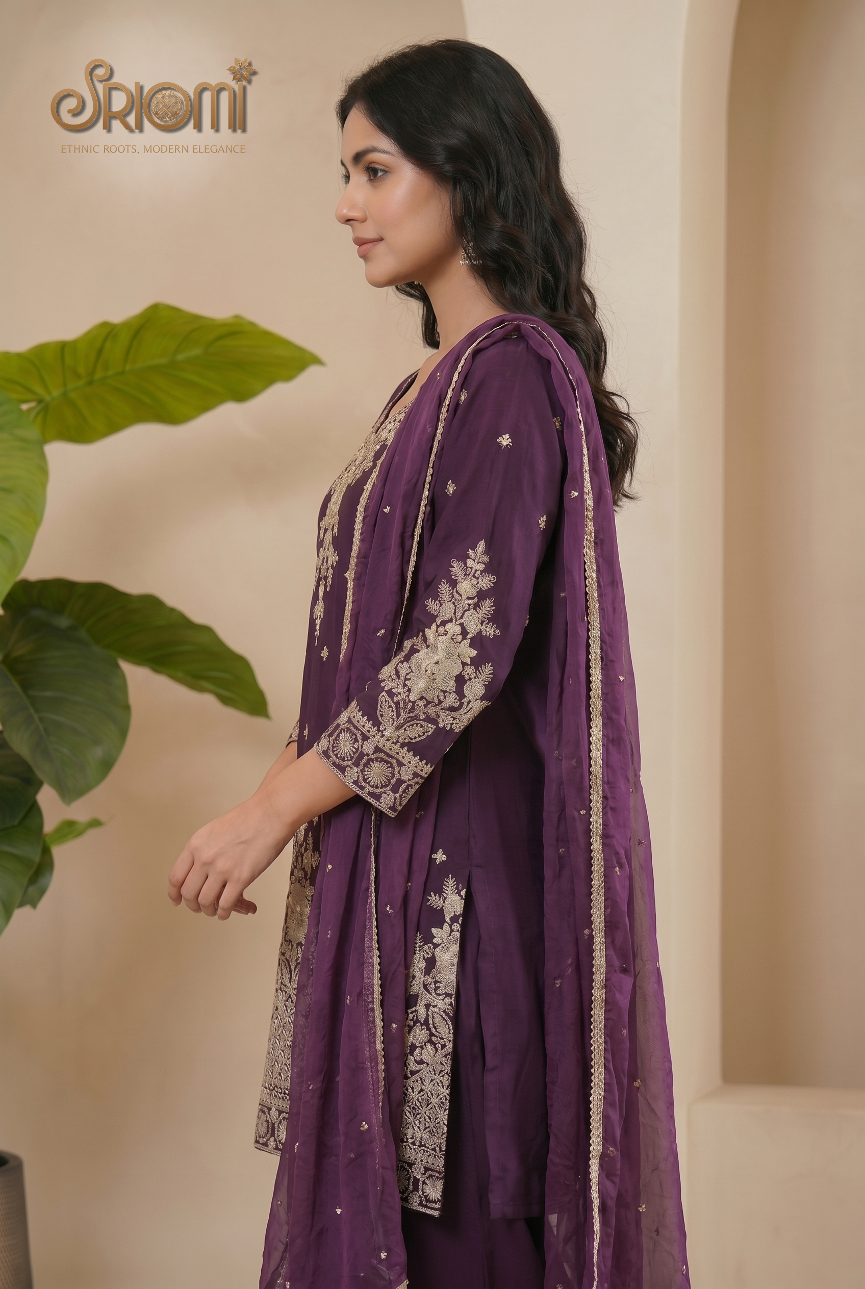 Embroidered Palazzo Suit Set