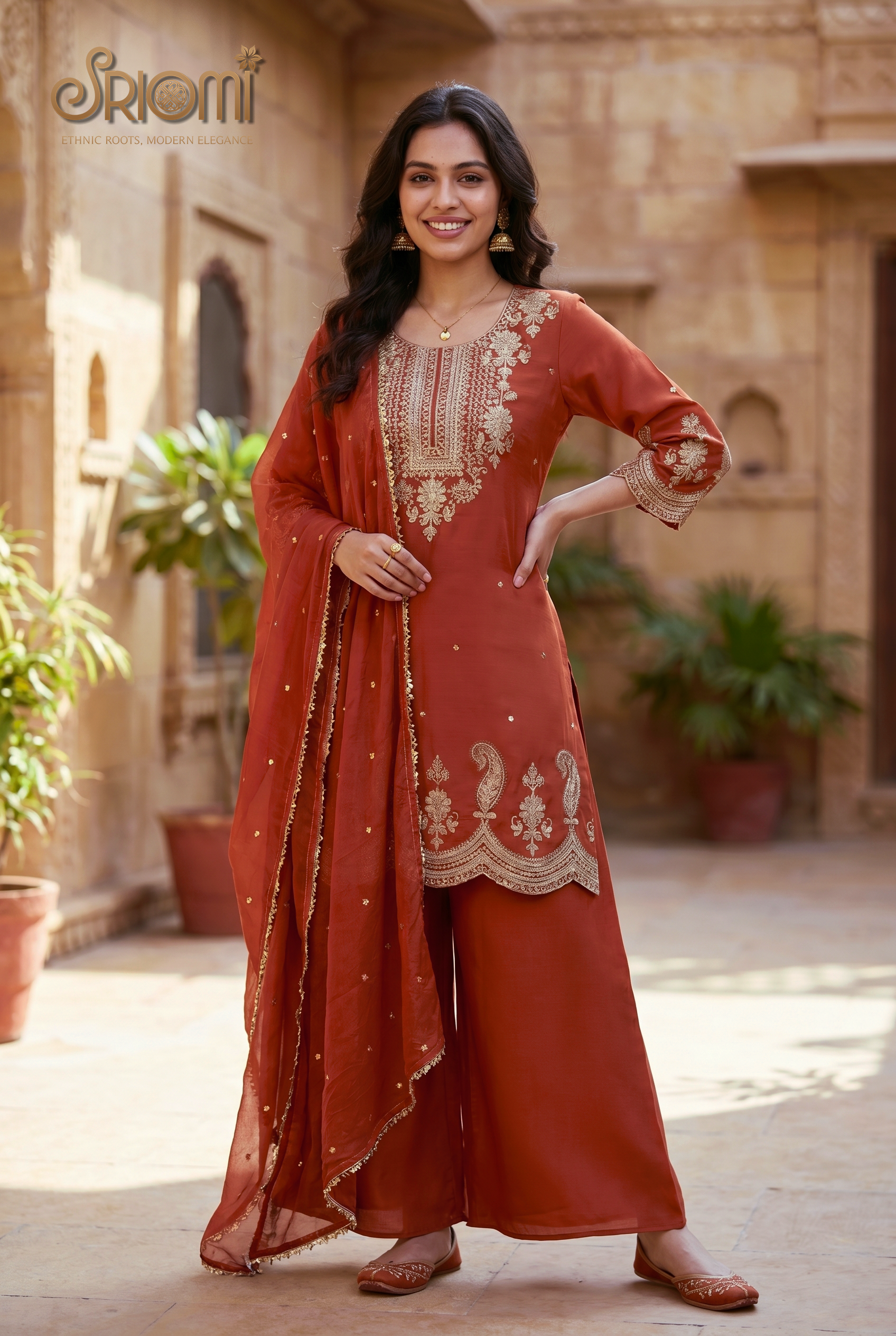 mbroidered ethnic wear palazzo suit