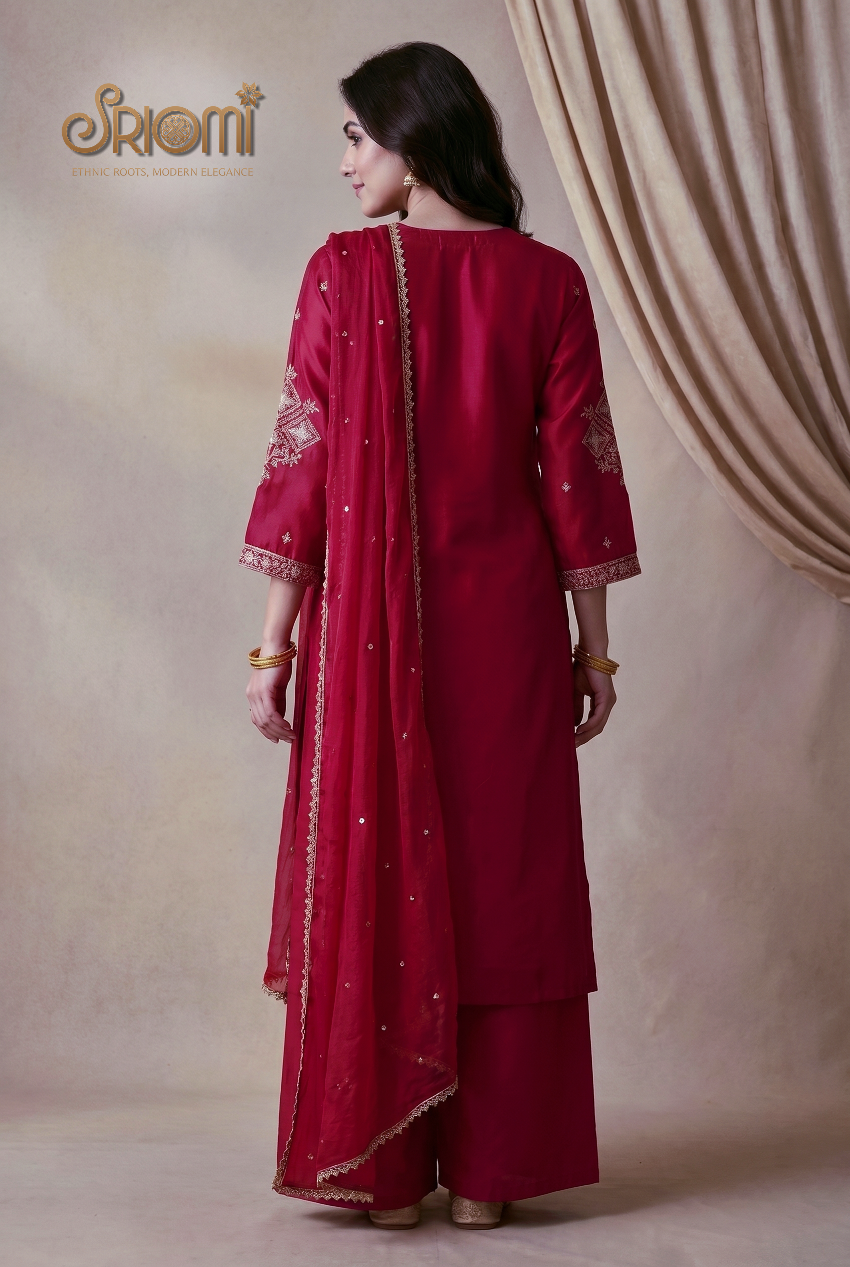 Embroidered Palazzo Suit Set