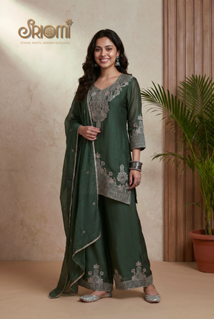 festive embroidered palazzo suit