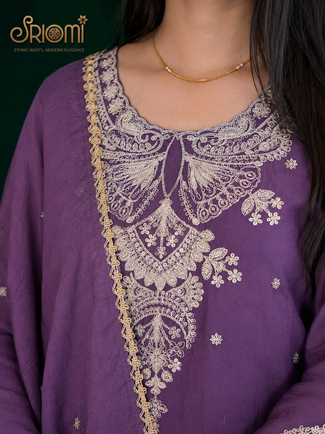 Embroidered Suit Set with Palazzo & Dupatta
