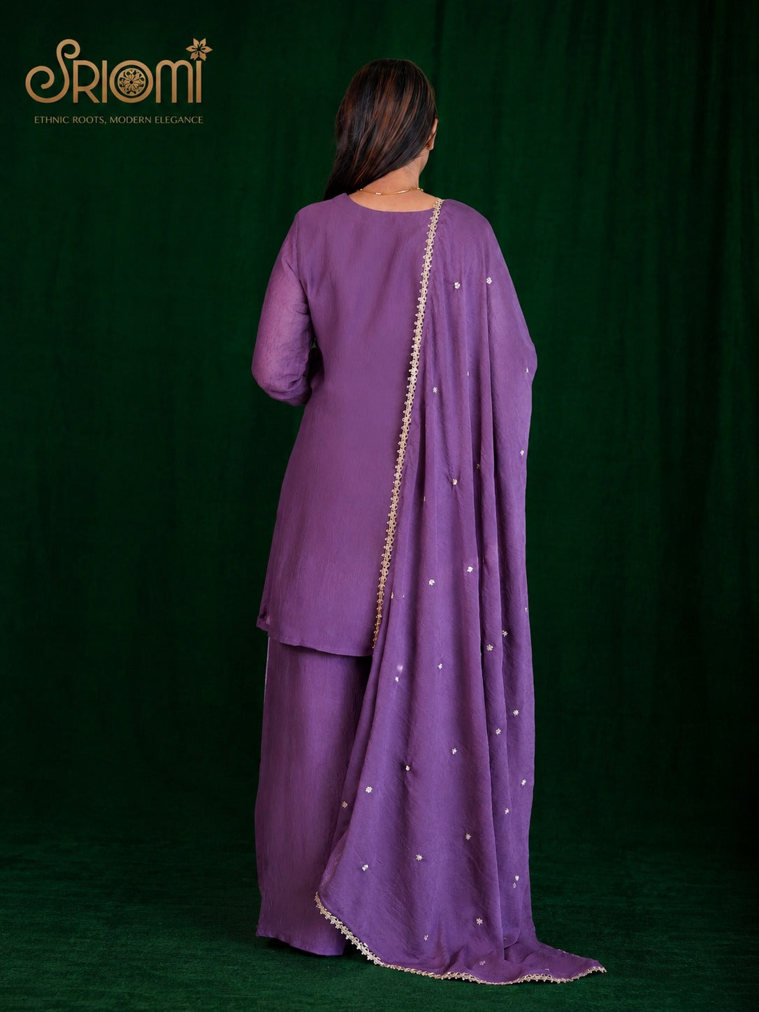 Embroidered Suit Set with Palazzo & Dupatta